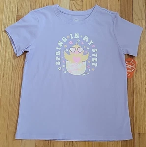 NEW Wonder Nation Girls XXL 18 SPRING IN MY STEP Short Sleeve Shirt Chick Egg - Picture 1 of 8