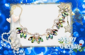 necklace set RHINESTONE ab rainbow Marquise Stone Statement Necklace W/EARRINGS - Picture 1 of 7