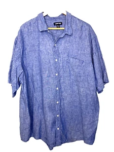 Lands' End Herren blau S/Ärmel traditionelle Passform Kragen Leinen Hemd Gr. 2XL/T - Bild 1 von 5