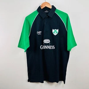 Guinness Ireland National Rugby Official Polo Shirt Black Green Cotton Traders L - Picture 1 of 21