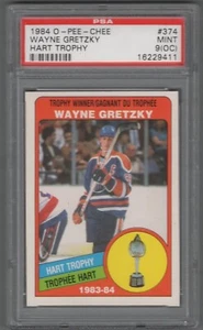 1984-85 O-Pee-Chee #374 Wayne Gretzky Hart Trophy Graded PSA MINT 9 (OC) - Picture 1 of 2