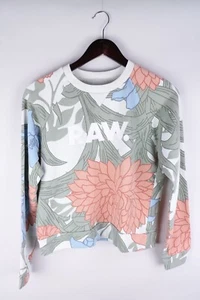 G-Star Raw Denim A-CRAFT CROPPED Women Sweatshirt Casual Green Floral size S - Picture 1 of 7