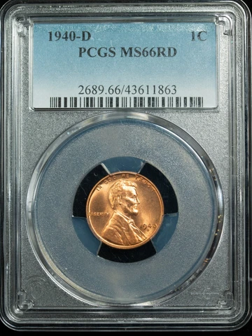 1940 D PCGS MS 66 RD Lincoln Cent 1C Item#10017 Cover