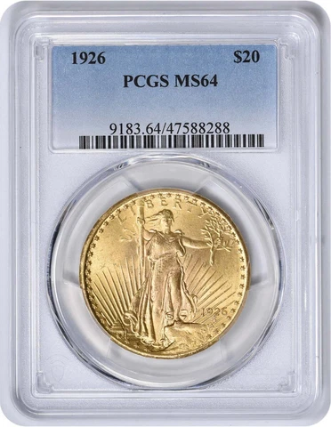 1926 $20 Gold St. Gaudens MS64 PCGS Cover