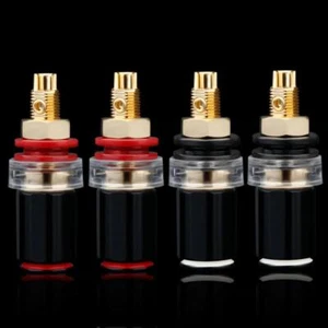 4 Stück Vergoldet Polklemme Bindung Lautsprecher Terminal HIFI Bananenstecker Terminal - Bild 1 von 5