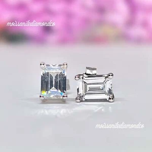 Radiant Cut 1 Carat Moissanite Silver Stud Earrings Gift Boxed - Picture 1 of 5