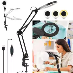 10x Magnifying Glass Desk Light LED Magnifier Lamp Reading Lamp With Clamp - Picture 1 of 11