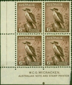 Australia 1942 6d Red-Brown SG190 V.F MNH McCracken Imprint Block of 4 - Picture 1 of 1
