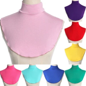 Womens Turtleneck High Neck Dickey Mock Blouse Half Top Bib Fake Collar Solid - Picture 1 of 25