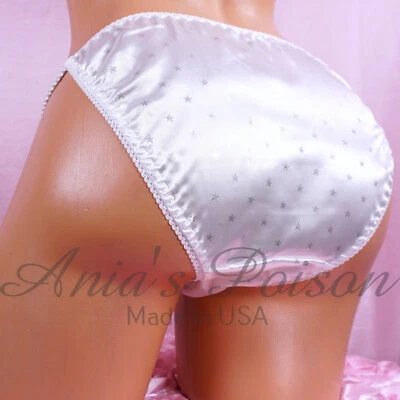 Satén Sissy CORTE DUQUESA Bragas Blanco y Plata Estrellas Mujer Cuerda Bikini 5-9 Foto 1 de 4
