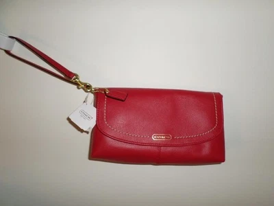 COACH Campbell RED LEATHER Clutch Large Wristlet Purse Holiday Christmas NewGift - Image 1 of 4