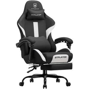 Gaming Chair Ergonomic Office Chair with Foot Rest & Pocket Spring Cushion, H... - Picture 1 of 8