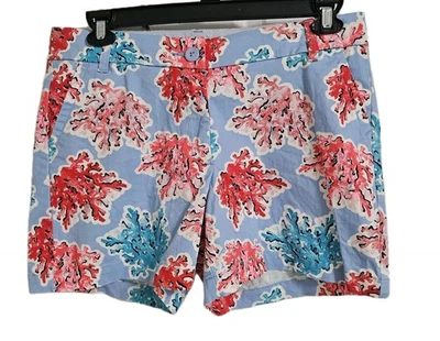 Pantalones Cortos Crown & Ivy Chino Caroline Para Mujer 10 (34x4) Azul Rosa Coral Bolsillos Foto 1 de 4