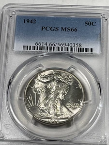 Mezzo dollaro 1942 Walking Liberty: PCGS MS66 - Foto 1 di 4