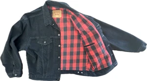 Vintage Levis 70417-4159 schwarz Denim rot kariert gefüttert Jacke Herren L USA Distress - Bild 1 von 17