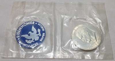 1971 S IKE Eisenhower 40% Silver Dollar US Coin Blue Ike - Uncirculated! - Image 1 of 2