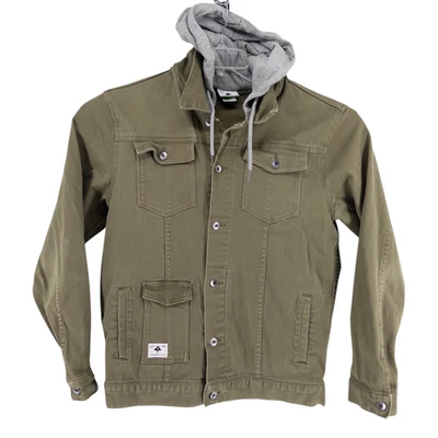 LRG Lifted Research Group Para hombres XL Chaqueta Denim con Capucha Abotonada Verde Gris Capucha Foto 1 de 4