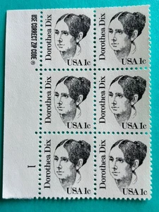 US Briefmarken SC# 1844 Dorothea Dix 1c PB of 6 MNH 1983 - Bild 1 von 1