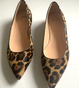 J Crew Leopard Calf Hair Pointed Toe Flats Womens Size 10 New without box - Picture 1 of 16