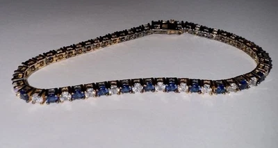 ROSS SIMON 925 Silver  Cubic Zirconia & Blue Topaz Chain Bracelet Free Shipping - Image 1 of 4