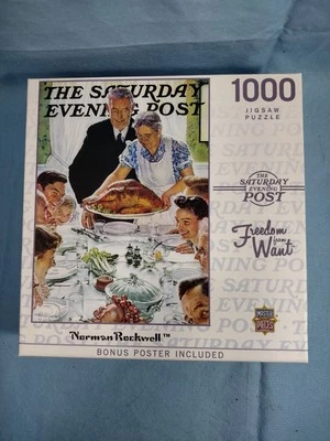 1000pc Puzzle Masterpieces Inc. Saturday Evening Post ,Norman Rockwell w/ Poster - Image 1 of 4