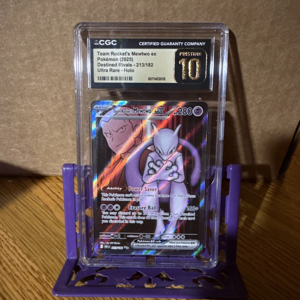 Team Rocket's Mewtwo ex CGC PRISTINE 10 213/182 Sv10: Destined Rivals Holo - Image 1 of 3