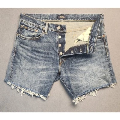 Polo Ralph Lauren Womens Size 32 Cutoff Blue Denim Button Fly Shorts Frayed Hem  - Image 1 of 4