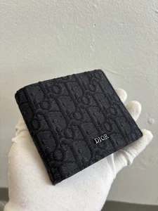 Authentic CHRISTIAN DIOR Black Jacquard Oblique Bifold Wallet - Picture 1 of 14