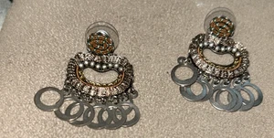 Ayala Bar Small Post Back Earrings Many Dangle Rings - Picture 1 of 5