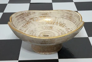 Vintage Royal Haeger Keramik 22K Gold Tweed Glasur Herzstück Sockel Schale # 306 - Bild 1 von 14