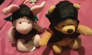 2 X 7" Beanie Disney Halloween Soft Toys Winnie The Pooh And Piglet Bats. - Picture 1 of 4