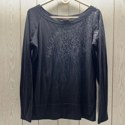 CAMISA MANGA LARGA HARLEY DAVIDSON MUJER NEGRA ASTILLA ALA ÁNGEL TALLA GRANDE Foto 1 de 4