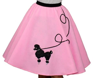 "Falda de caniche rosa FIELT años 50 _ Talla adulta MEDIANA _ Cintura 30""- 37"" _ Longitud 25" - Imagen 1 de 2