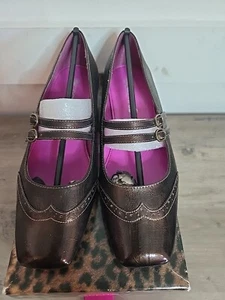 Greta Gillian Bronze Fantoz Größe 7,5M Neu im Karton Kätzchenabsatz Wingtips - Bild 1 von 8