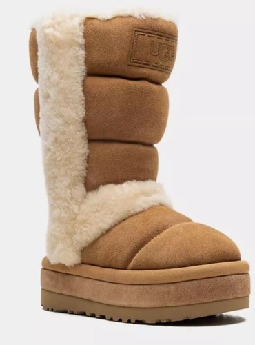 Stivali alti Ugg Australia classici chillapeak castagno pelle di pecora scamosciata TAGLIA 7 NUOVI SENZA SCATOLA