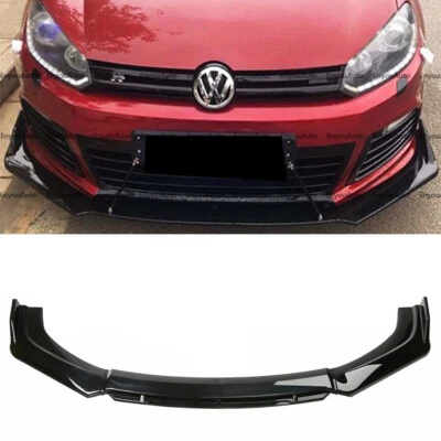 For Volkswagen Golf MK5 MK6 MK7 Front Bumper Lip Spoiler Splitter Glossy Black - Image 1 of 4
