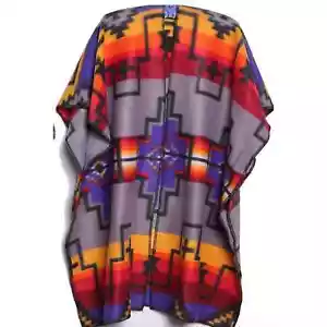 Unisex Traditional Mexican Ruana Purple Southwestern Soft Warm Vibrant - Picture 1 of 4