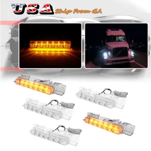 5X Luz de circulación de techo superior para camión Volvo VN/VNL 2003-up lente transparente ámbar 6 LED - Imagen 1 de 12