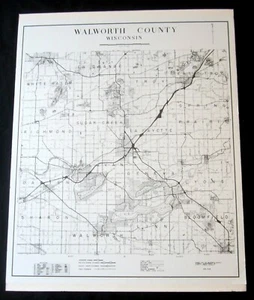Mappa Contea WI Walworth 1949 Mappa 1955 - 1990 Revisioni 16 x 20 Montata su tavola - Foto 1 di 11