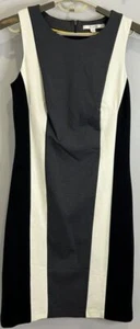 Boden Sheath Dress Black Gray White Colorblock Sleeveless Stretch Career 8L 8 - Picture 1 of 8