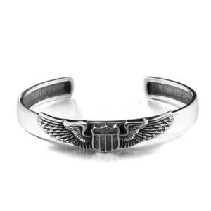 Herren Edelstahl WW2 US Air Force Pilot Manschette Armreif Armband für Männer - Bild 1 von 5
