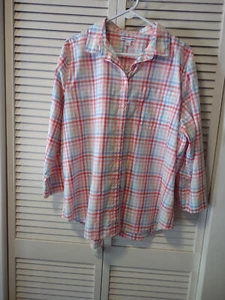 Amazon Women's Button Front Blouse size XXL, 100% Cotton .AEP - Picture 1 of 9