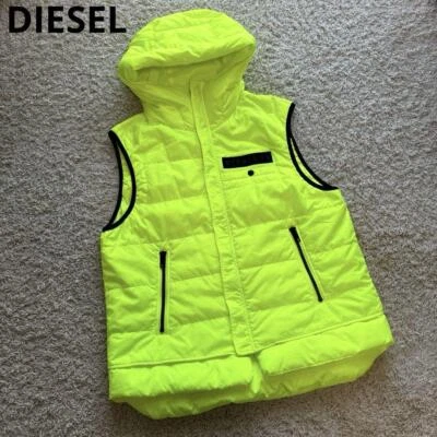 Diesel Men M Down Vest Yellow Fluorescent Polyester Luxury Stylish Casual Used - Image 1 of 4