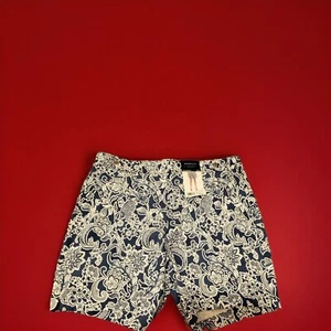 Rafaella Ladies Stretch Fashion Button Comfort Bermuda Short Sz 18 Blue Floral - Picture 1 of 3