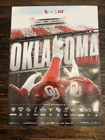 Oklahoma Sooners Football 2023 Schedule Poster - limited edition -18x24 -sga Cover