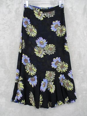 Sarah Arizona Skirt Medium Reversible Floral Cottage Bohemian Midi Modest Blue - Image 1 of 4