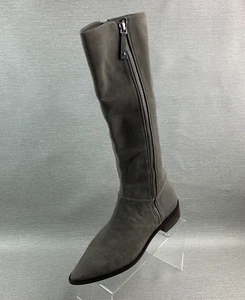 Linea Paolo kniehoch schwarz grau Leder Wildleder spitz zulaufend Reißverschluss Blockabsatz Größe 9,5M - Bild 1 von 12