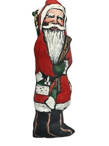 Vintage Handmade Plush Pillow - Hand Painted - Santa Claus - Christmas - 13” - Picture 1 of 5
