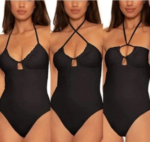 NWT BECCA Color Code Candace Multi-Way One Piece Swimsuit in Black Size Large - Picture 1 of 12