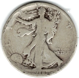 Mezzo dollaro 1918 Walking Liberty in BUONE condizioni ~ VEDI LA SCANSIONE y 9 - Foto 1 di 5